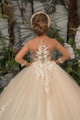 Luxus Blumenmädchenkleider Mit Ärmel | Prinzessin Kinder Hochzeitskleider_4