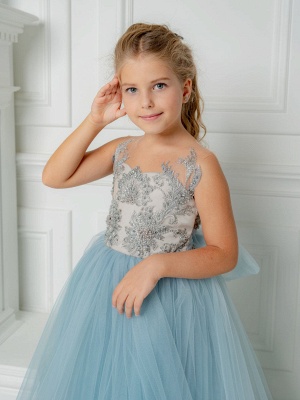 Blaue Blumenmädchenkleider | Kinder Hochzeitskleider Günstig_3