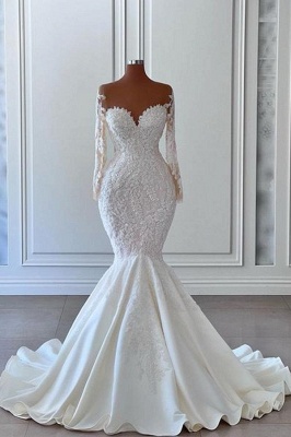 Wunderschöne Brautkleider Meerjungfrau Spitze | Hochzeitskleider mit Ärmel_1