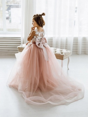 Blush Pink Blumenmädchenkleider | Kinder Hochzeitskleider Günstig