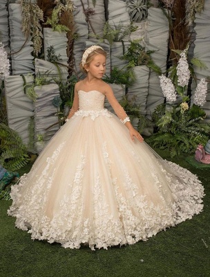 Luxus Blumenmädchenkleider Mit Ärmel | Prinzessin Kinder Hochzeitskleider_2