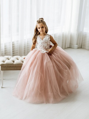 Blush Pink Blumenmädchenkleider | Kinder Hochzeitskleider Günstig_5
