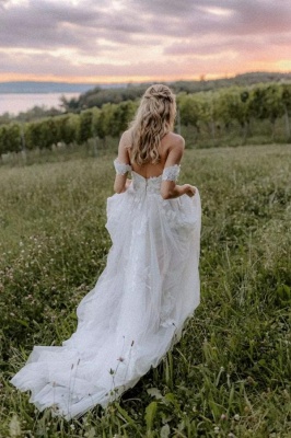 Wunderschöne Brautkleider A Linie | Boho Hochzeitskleider mit Spitze_4