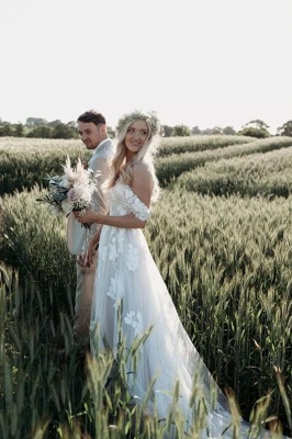 Wunderschöne Brautkleider A Linie | Boho Hochzeitskleider mit Spitze_6