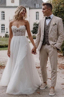 Elegante Brautkleider A Linie | Hochzeitskleider mit Spitze_1