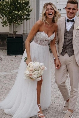 Elegante Brautkleider A Linie | Hochzeitskleider mit Spitze_3