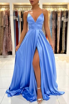 Schlichtes Abendkleid Blau | Abiballkleider Lang Günstig_6