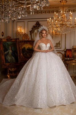 Romantic Brautkleider Prinzessin | Hochzeitskleider mit Glitzer_1