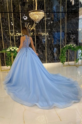 Prinzessin Abendkleider Blau | Abiballkleider Lang Glitzer_3