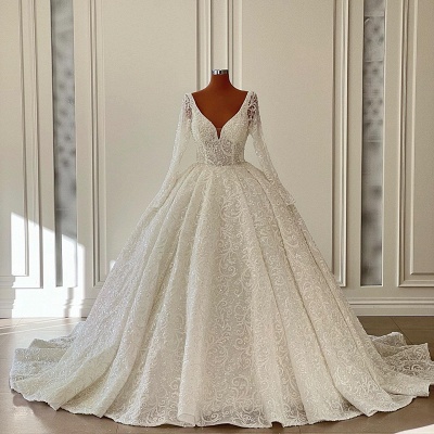 Elegante Brautkleider A Linie Spitze | Hochzeitskleider mit Ärmel_3