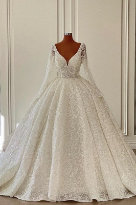 Elegante Brautkleider A Linie Spitze | Hochzeitskleider mit Ärmel_1