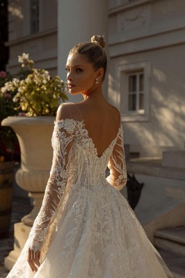 Wunderschöne Hochzeitskleider A Line Spitze | Brautkleider mit Ärmel_3