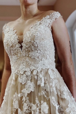 Elegante Hochzeitskleider Günstig | Brautkleider A Linie Spitze_3