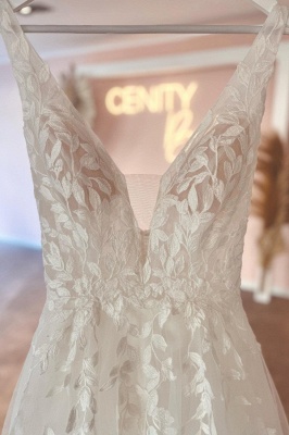 Elegante Brautkleider A-Linie Spitzer | Hochzeitskleider mit V-Ausschnitt_2