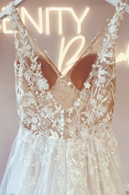 Schöne Brautkleider V-Ausschnitt A-Linie | Hochzeitskleider Spitzer_5