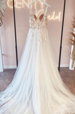 Schöne Brautkleider V-Ausschnitt A-Linie | Hochzeitskleider Spitzer_4