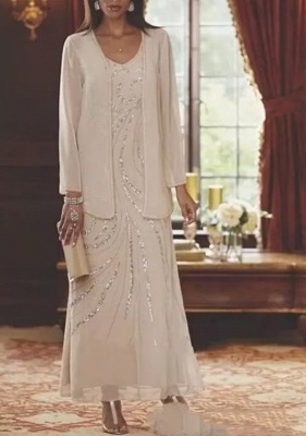 Elegante weiße Brautmutterkleider | Mutterkleider mit Glitzer_1
