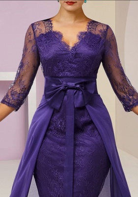 Elegante Lila Mutterkleider mit Spitzer | Brautmutterkleider günstig_3