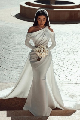 Modern Hochzeitskleider mit Ärmel | A Linie Brautkleider Günstig