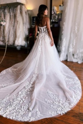 Elegante Hochzeitskleider Günstig | Brautkleider A Linie Spitze_3