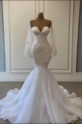 Luxus Brautkleider Mit Ärmel | Spitze Hochzeitskleid Meerjungfrau_1