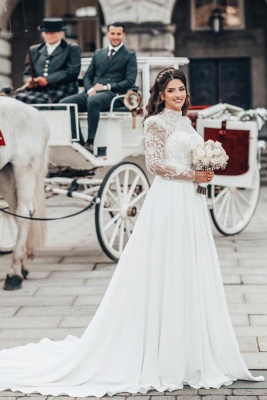 Wunderschöne Hochzeitskleider Schlicht | Brautkleider Spitze mit Ärmel