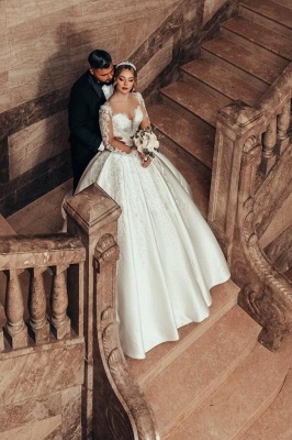 Luxus Hochzeitskleider Prinzessin | Satin Brautkleider Spitze mit Ärmel_8