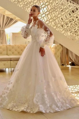 Moderne Brautkleider mit Ärmel | A Linie Hochzeitskleider Günstig
