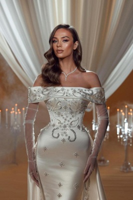 Luxus Hochzeitskleider A Linie | Satin Brautkleider mit Glitzer_2