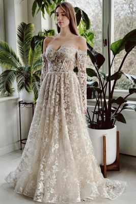 Elegante Brautkleider A Linie Spitze | Hochzeitskleider mit Ärmel
