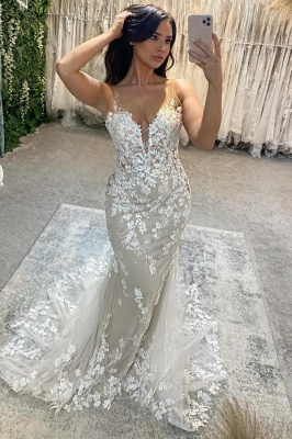 Elegante Brautkleider Meerjungfrau Stil | Spitze Hochzeitskleider Online