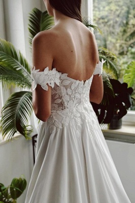 Schlichte Hochzeitskleider Chiffon | Brautkleider mit Spitze_2