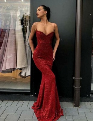 Elegante Rote Abendkleider Lang | Abiballkleider Mit Glitzer Günstig_3