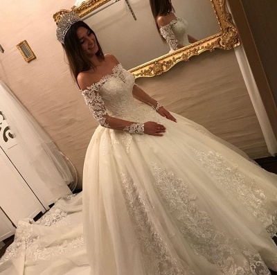 Luxury Brautkleider Spitze Mit Lange Ärmel Prinzessin Hochzeitskleider Günstig Online_5