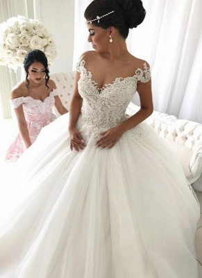 Elegante Hochzeitskleider Mit Spitze Prinzessin | Schöne Weiße Tüll Brautkleider_1