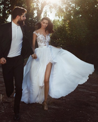 Bodenlange Summer Hochzeitskleider Günstig Online | Elegante Brautkleider Mit Spitze Chiffon_6