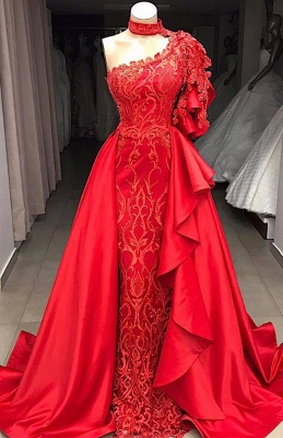 Elegante Rote Abendkleider Lang Günstig | Abendkleid mit Spitze_1