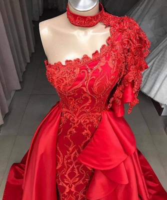 Elegante Rote Abendkleider Lang Günstig | Abendkleid mit Spitze_3