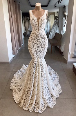 Elegante Brautkleid Spitze Meerjungfrau | Hochzeitskleid Günstig Online_1